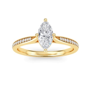 Marquise Tapered Sidestone Engagement Ring 0.5 ct