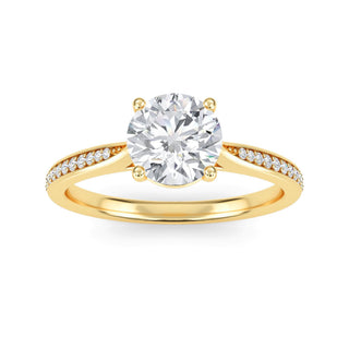 Round Brilliant Tapered Sidestone Engagement Ring 0.9 ct