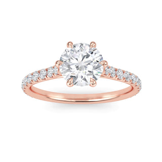 Round Pavé Sidestone Engagement Ring 1.0 ct