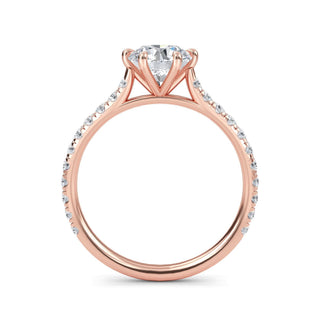 Round Pavé Sidestone Engagement Ring 1.0 ct