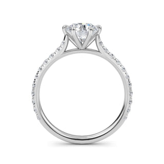 Round Pavé Sidestone Engagement Ring 1.0 ct