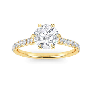 Round Pavé Sidestone Engagement Ring 1.0 ct