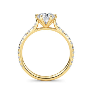 Round Pavé Sidestone Engagement Ring 1.0 ct