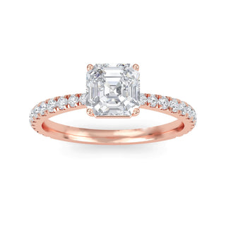 Asscher Cut Refined Pavé Engagement Ring 1.0 ct