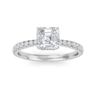 Asscher Cut Refined Pavé Engagement Ring 1.0 ct