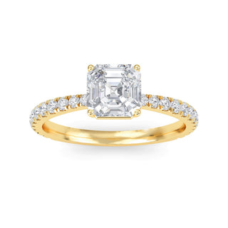 Asscher Cut Refined Pavé Engagement Ring 1.0 ct