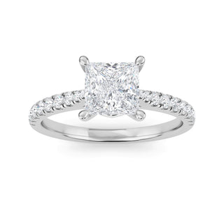 Princess Cut Classic Pavé Engagement Ring 1.0 ct