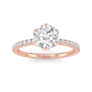 Round Cut Polished Pavé Engagement Ring 1.0 ct