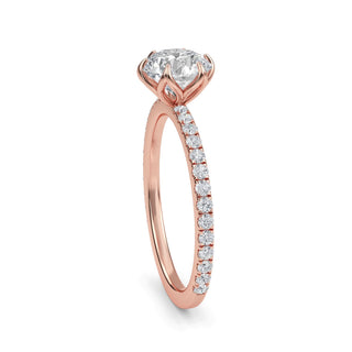 Round Cut Polished Pavé Engagement Ring 1.0 ct