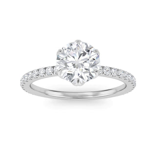 Round Cut Polished Pavé Engagement Ring 1.0 ct