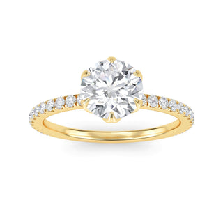 Round Cut Polished Pavé Engagement Ring 1.0 ct