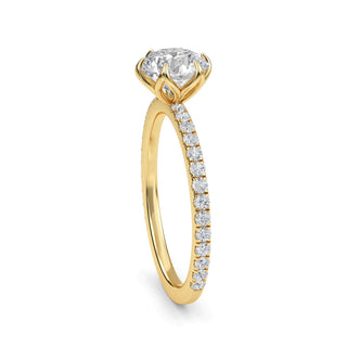 Round Cut Polished Pavé Engagement Ring 1.0 ct