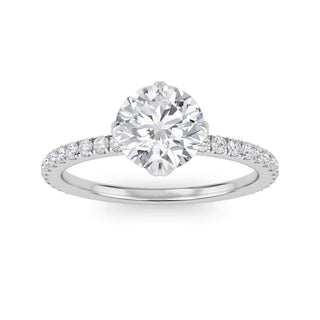 Round Cut Petite Pavé Engagement Ring 1.0 ct