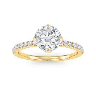 Round Cut Petite Pavé Engagement Ring 1.0 ct