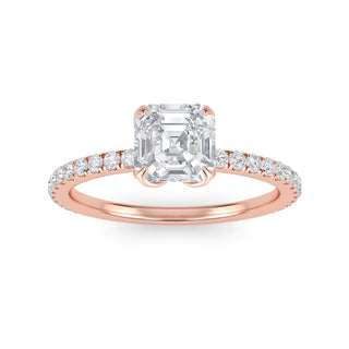 Asscher Cut Slim Pavé Engagement Ring 1.0 ct