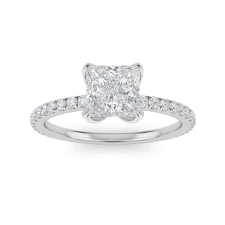 Princess Cut Delicate Pavé Engagement Ring 1.0 ct
