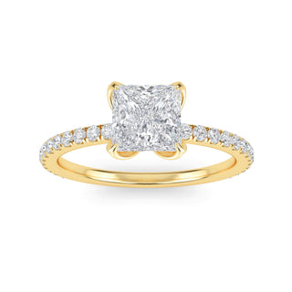 Princess Cut Delicate Pavé Engagement Ring 1.0 ct