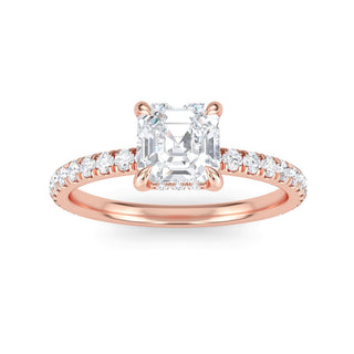 Asscher Cut Petite Pavé Engagement Ring 1.0 ct
