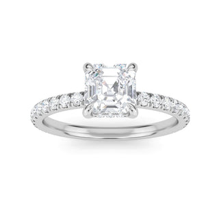 Asscher Cut Petite Pavé Engagement Ring 1.0 ct