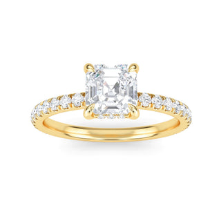 Asscher Cut Petite Pavé Engagement Ring 1.0 ct