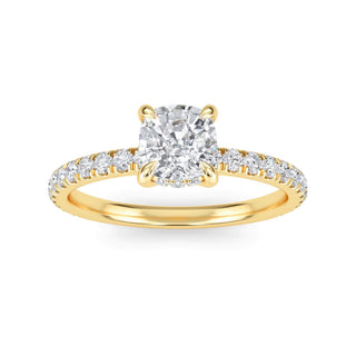Cushion Cut Petite Pavé Engagement Ring 0.7 ct