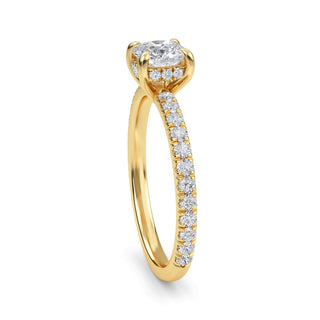 Cushion Cut Petite Pavé Engagement Ring 0.7 ct