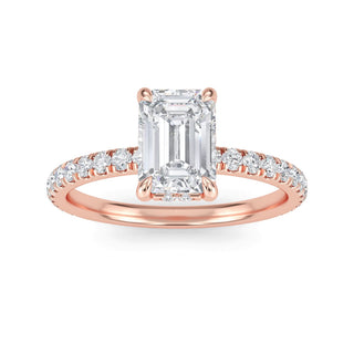 Emerald Cut Petite Pavé Engagement Ring 1.0 ct