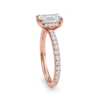 Emerald Cut Petite Pavé Engagement Ring 1.0 ct