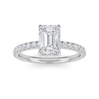 Emerald Cut Petite Pavé Engagement Ring 1.0 ct