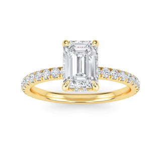 Emerald Cut Petite Pavé Engagement Ring 1.0 ct