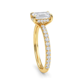 Emerald Cut Petite Pavé Engagement Ring 1.0 ct