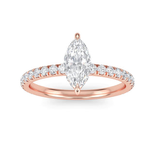 Marquise Cut Slim Petite Pavé Engagement Ring 0.5 ct