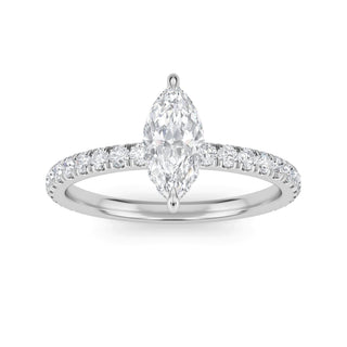 Marquise Cut Slim Petite Pavé Engagement Ring 0.5 ct