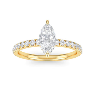 Marquise Cut Slim Petite Pavé Engagement Ring 0.5 ct