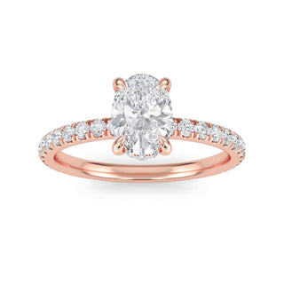 Oval Cut Petite Pavé Engagement Ring 0.5 ct