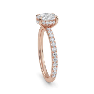 Oval Cut Petite Pavé Engagement Ring 0.5 ct