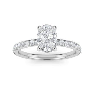 Oval Cut Petite Pavé Engagement Ring 0.5 ct
