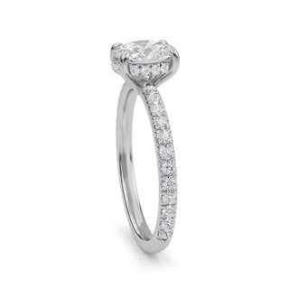 Oval Cut Petite Pavé Engagement Ring 0.5 ct