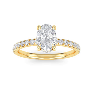 Oval Cut Petite Pavé Engagement Ring 0.5 ct