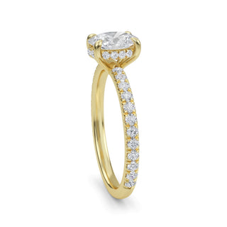 Oval Cut Petite Pavé Engagement Ring 0.5 ct