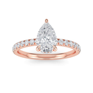 Pear Cut Slim Petite Pavé Engagement Ring 1.0 ct