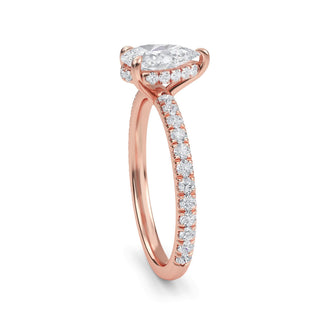 Pear Cut Slim Petite Pavé Engagement Ring 1.0 ct
