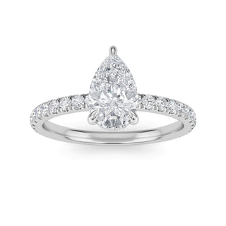 Pear Cut Slim Petite Pavé Engagement Ring 1.0 ct