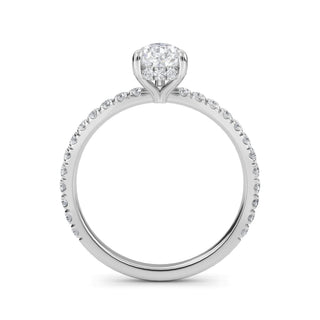 Pear Cut Slim Petite Pavé Engagement Ring 1.0 ct