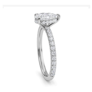 Pear Cut Slim Petite Pavé Engagement Ring 1.0 ct