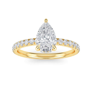 Pear Cut Slim Petite Pavé Engagement Ring 1.0 ct