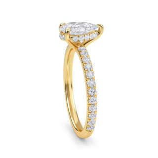 Pear Cut Slim Petite Pavé Engagement Ring 1.0 ct