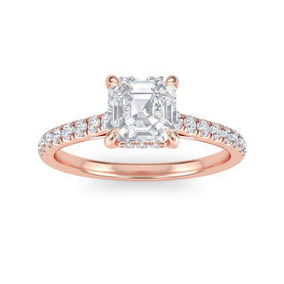 Asscher Cut Classic Pavé Engagement Ring 1.0 ct