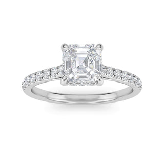 Asscher Cut Classic Pavé Engagement Ring 1.0 ct