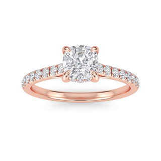 Cushion Cut Classic Pavé Engagement Ring 0.6 ct